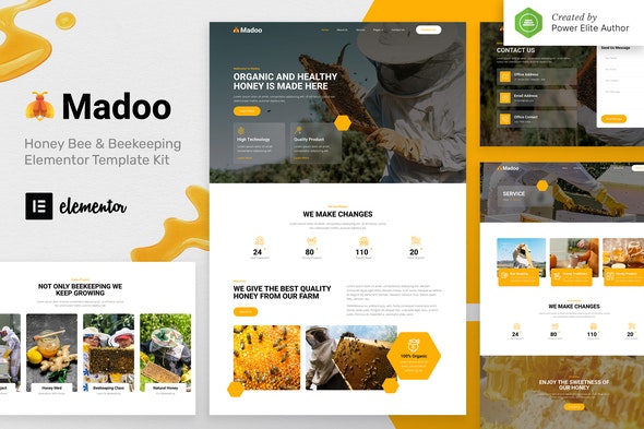Madoo – Honey Bee &amp; Beekeeping Elementor Template Kit