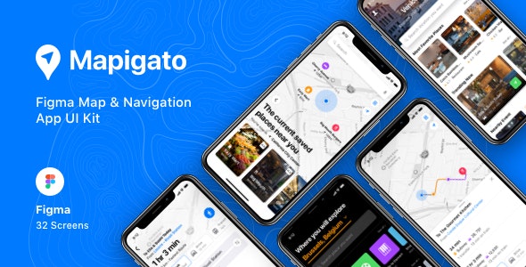 Mapigato - Figma Map &amp; Navigation App UI Kit