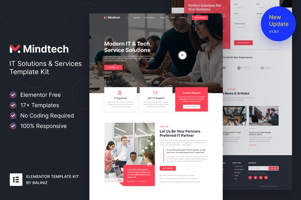 Mindtech – IT Solutions &amp; Services Company Elementor Template Kit