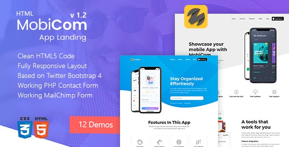 MobiCom - Mobile App Landing Pages Pack