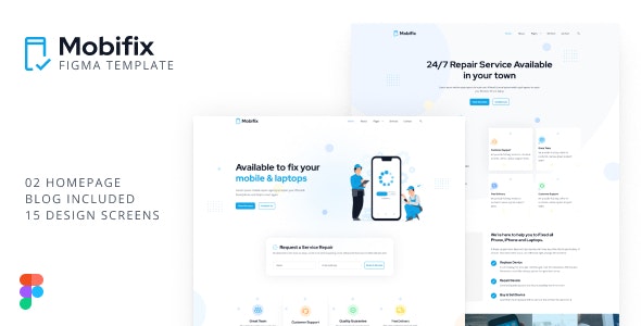 Mobifix - Mobile &amp; Laptop Repair Services Figma UI Template