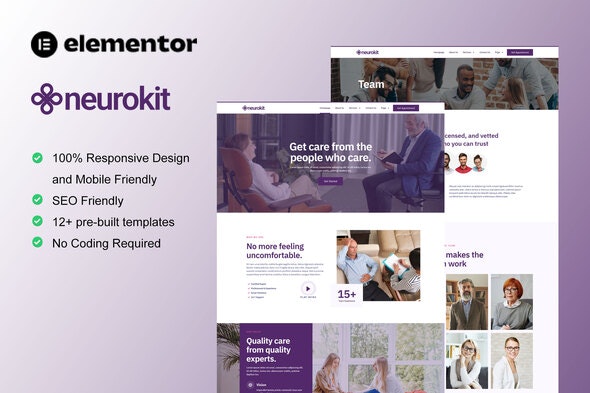 Neurokit - Mental Health &amp; Therapy Elementor Template Kit