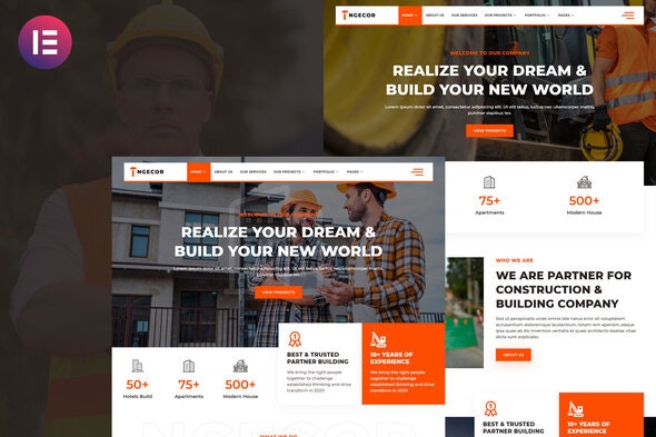 Ngecor - Construction &amp; Building Company Elementor Template Kit