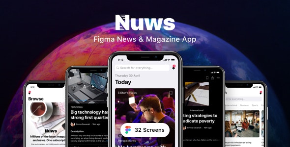 Nuws - Figma News &amp; Magazine App