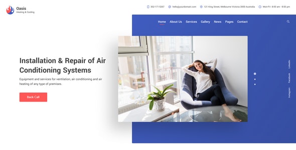 Oasis - Heating &amp; Air Conditioning Figma Template