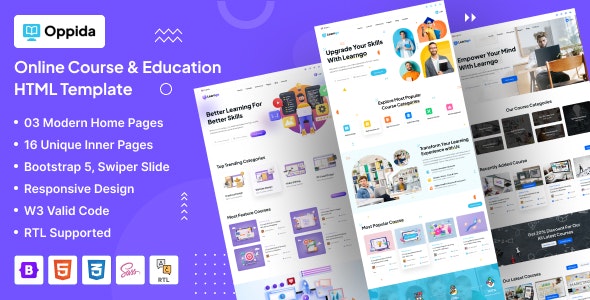 Oppida - Online Course &amp; Education HTML Template