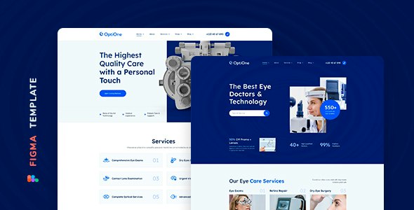 OptiOne – Eye Care Center Template for Figma