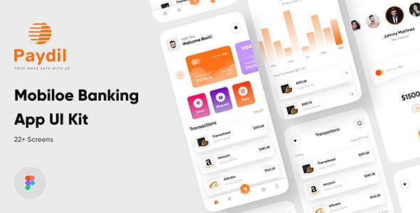 Paydil - Mobile Banking App UI Kit For Figma