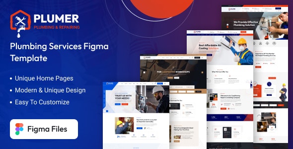 Plumer - Plumber &amp; Repair Services Figma Template