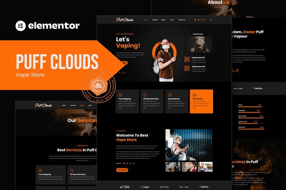 Puff Clouds - Vape Store Elementor Template kit