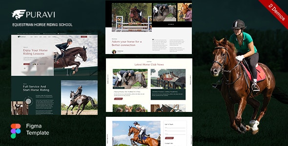 Puravi - Equestrian Club &amp; Horse Riding Sports Website Figma Template