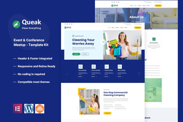 Queak - Cleaning Service Elementor Template Kit