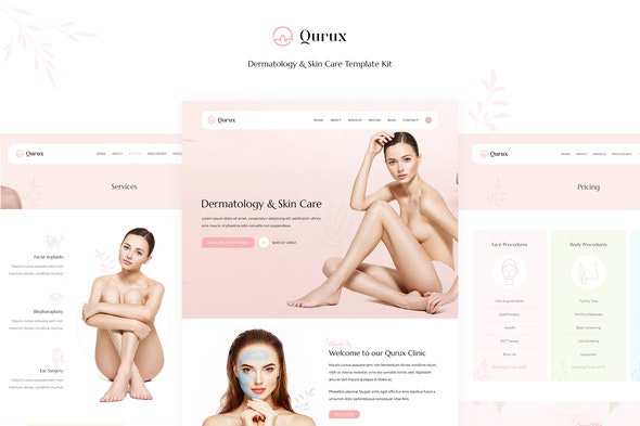 Qurux - Dermatology &amp; Skin Care Elementor Template Kit