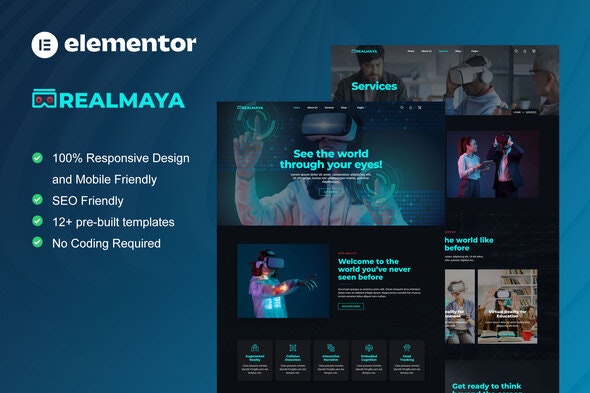RealMaya - Virtual Reality Services &amp; Shop Elementor Template Kit