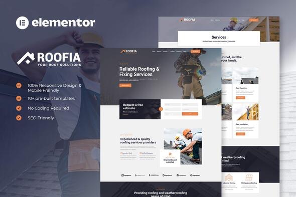 Roofia - Roofing Services Elementor Template Kit