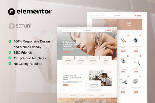 Seruni - Jewelry Store WooCommerce Elementor Pro Template Kit