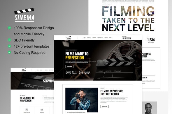 Sinema - Film Maker &amp; Movie Studio Elementor Template Kit