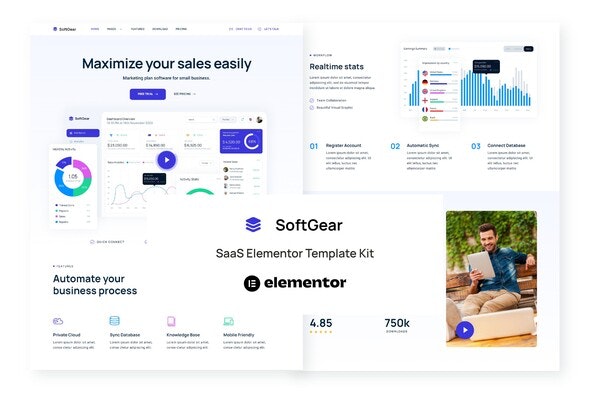 SoftGear - SaaS Elementor Template Kit