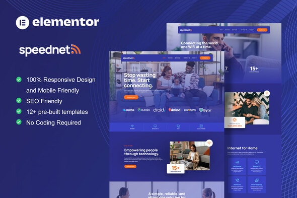 SpeedNet - Broadband &amp; Internet Service Provider Elementor Template Kit