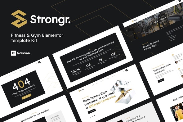 Strongr - Fitness &amp; Gym Elementor Template Kit