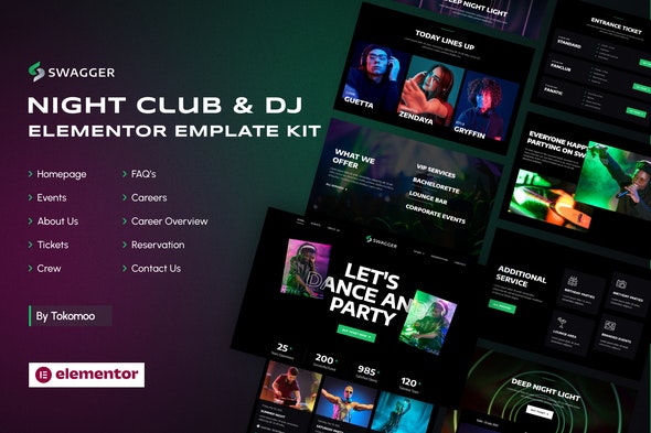 Swagger | Night Club &amp; DJ Elementor Template Kit
