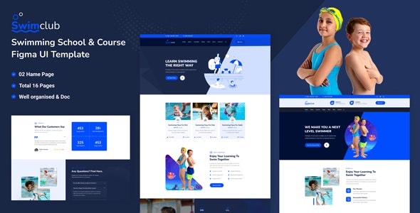 Swimclub - Swimming School &amp; Course Figma Template