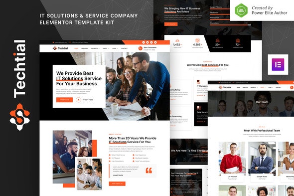 Techtial – IT Solutions &amp; Services Company Elementor Template Kit