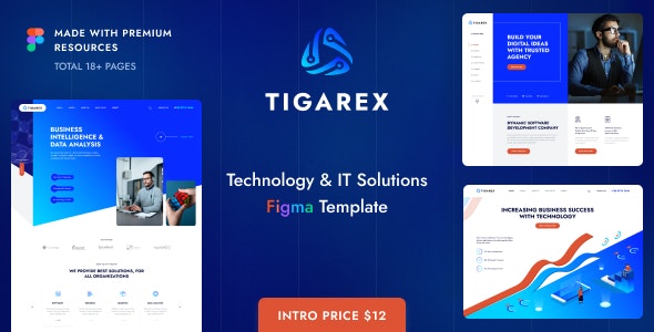 Tigarex - Technology &amp; IT Solutions Figma Template