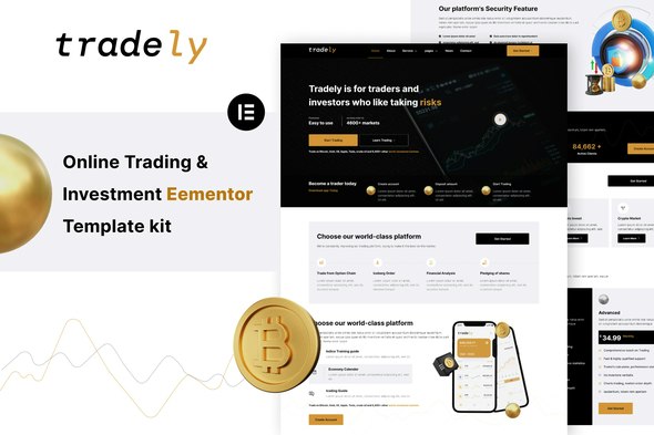 Tradely - Online Trading &amp; Investment Elementor Template Kit
