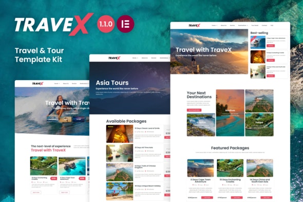 TraveX - Travel &amp; Tour Agency Elementor Template Kit