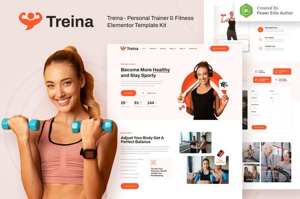 Treina – Personal Trainer &amp; Fitness Elementor Template Kit