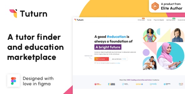 Tuturn - Online tuition and tutor marketplace figma template
