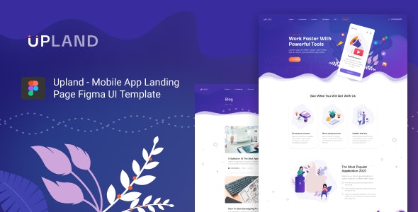 Upland - Mobile App Landing Page Figma UI Template