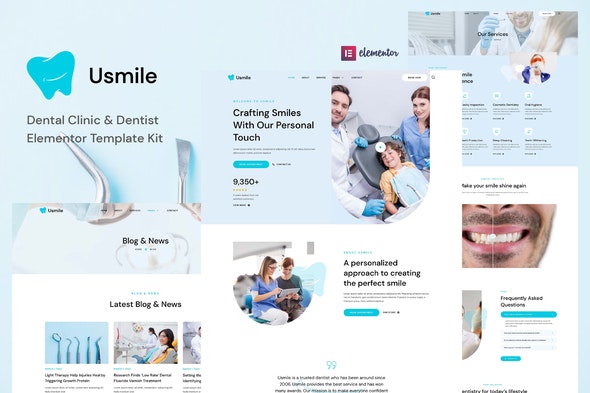 Usmile - Dental Clinic &amp; Dentist Elementor Template Kit