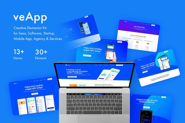 veApp - Mobile App &amp; Startup Elementor Template Kit