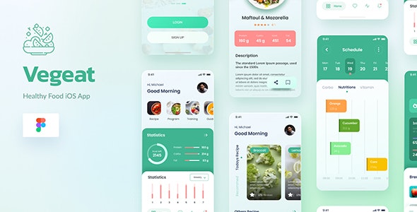 Vegeat - Healthy Food iOS App Design Figma