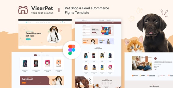 Viserpet - Pet Shop &amp; Food eCommerce Figma Template