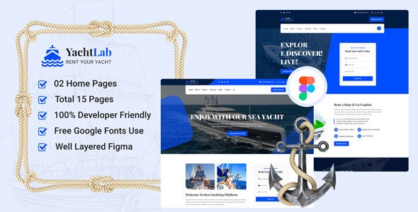 YachtLab - Yacht &amp; Boat Booking Agencies Figma Template