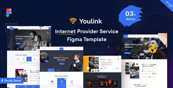 Youlink  - Broadband &amp; Internet Service Provider Figma Template