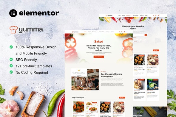Yumma - Food Recipe Elementor Template Kit