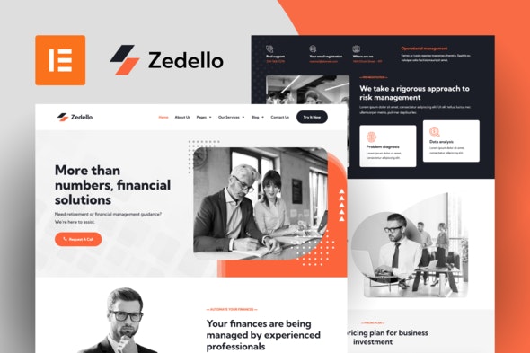 Zedello - Consultant &amp; Finance Business Elementor Template Kit