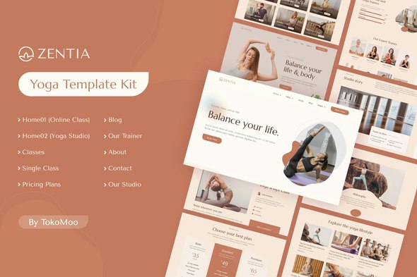 Zentia | Yoga Teacher &amp; Studio Elementor Template Kit