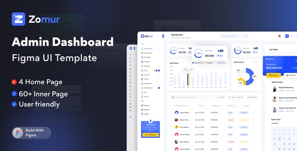 Zomur – Figma Admin Dashboard UI Kit Template